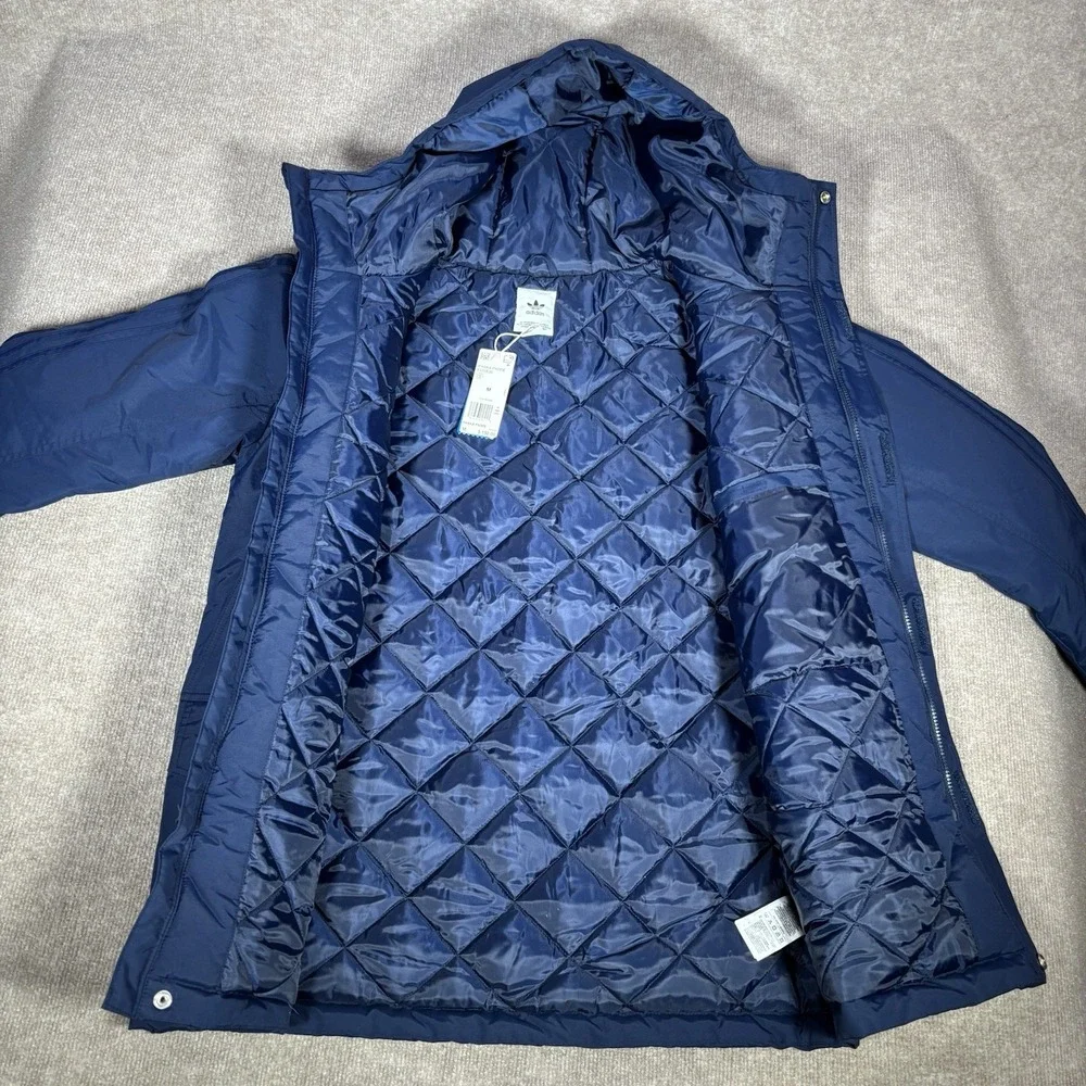 Adidas Columbus Blue Jackets Jacket Mens M Blue Padded Parka‎ Coat Logo New NWT